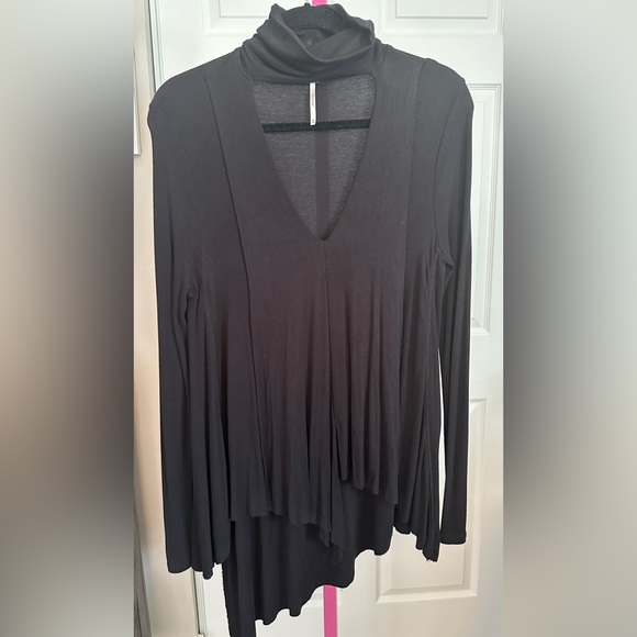 Free People Uptown Turtleneck Chocker V-Neck Tunic Top - Picture 6 of 8